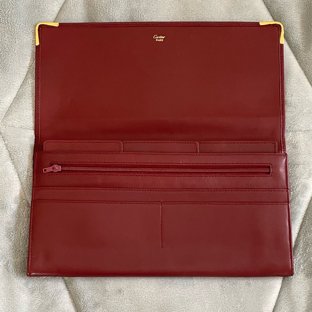 SOLD: Vintage Cartier Clutch Wine/Burgundy with Gold Hardware ❤️❤️❤️ - Picture 10 of 16